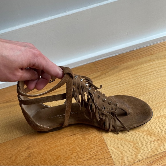 Barbar Bui Gladiador Suede Fringe Spiked Sandals - Picture 6 of 11
